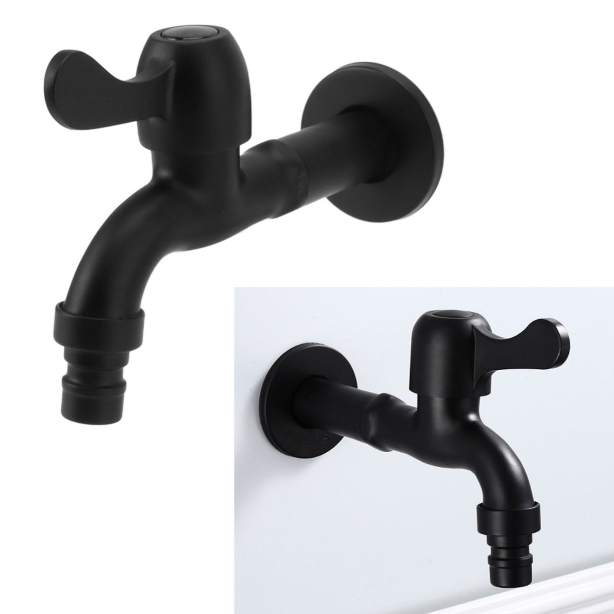 Water Faucet 304 Stainless Steel G1/2 Caliber Wall Mounted Long Style Single Cold Water Tap Black Washing Machine Faucet
