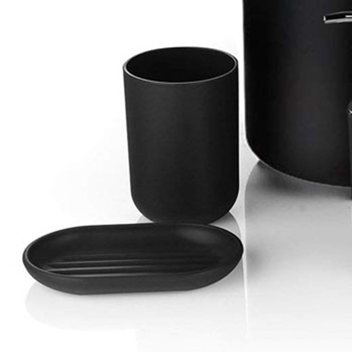 Trash Can Toothbrush Holder Set Toilet Brush Soap Box Lotion Dispenser Black Hotel Bathroom Accessories
