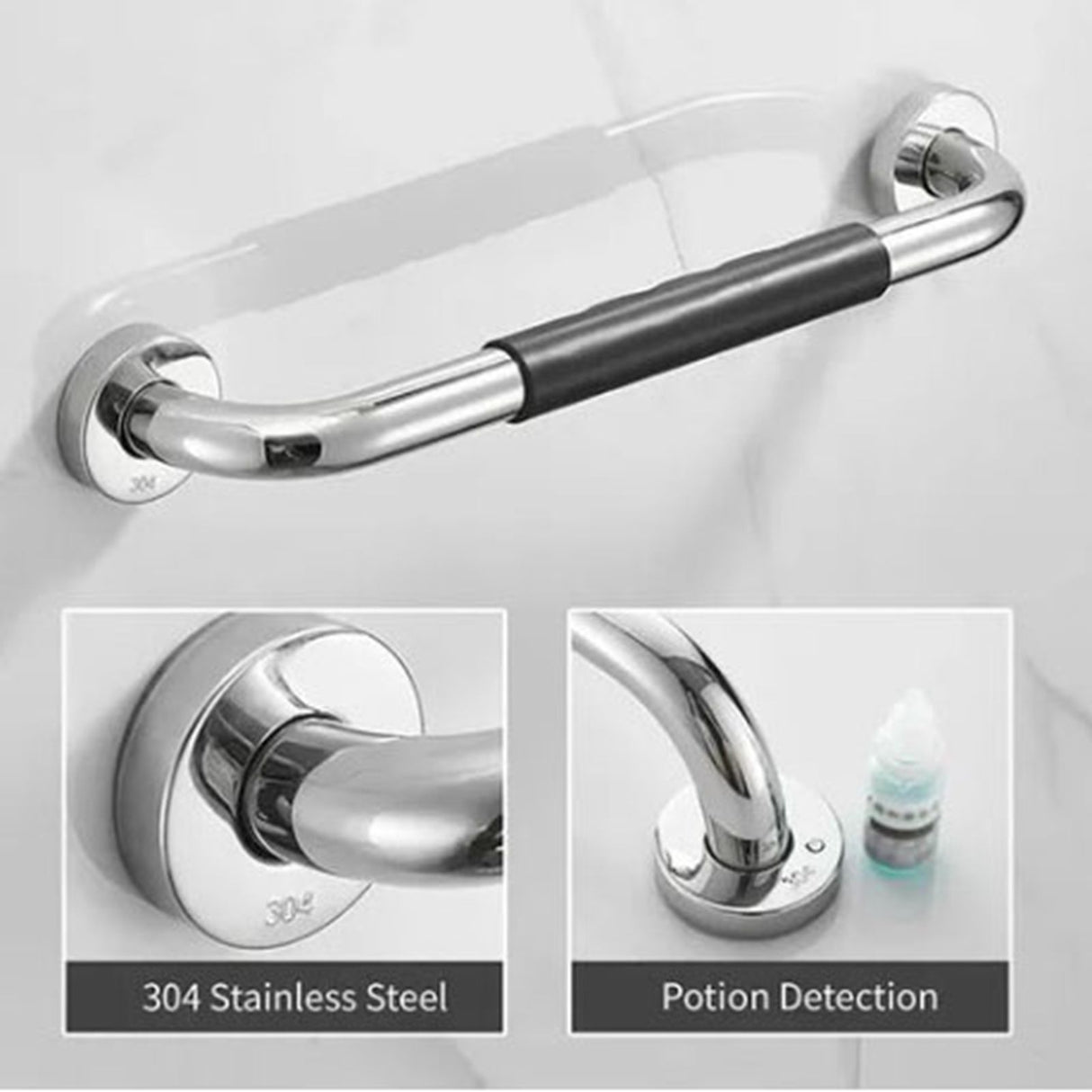 Safety Grab Bar 33.5cm Bathroom Anti Slipping Shower Handle Stainless Steel Silicone Cover Grab Bar