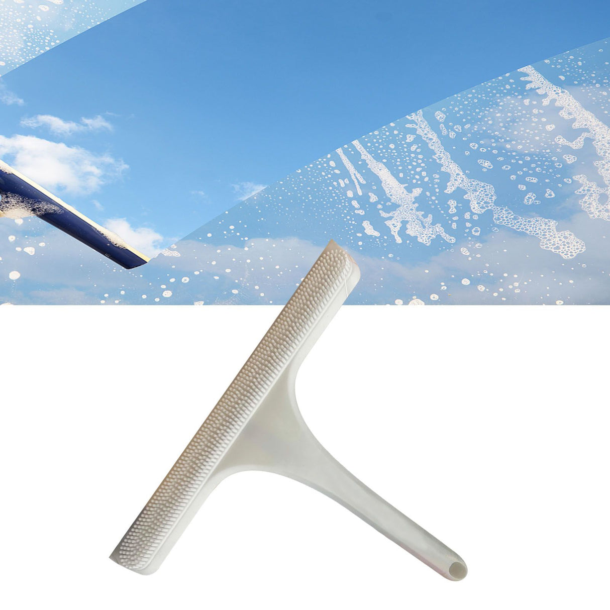 Glass Wiper with Non Slip Handle Silicone Window Cleaner Squeegee for Bathroom Windows Kitchen Mirror White