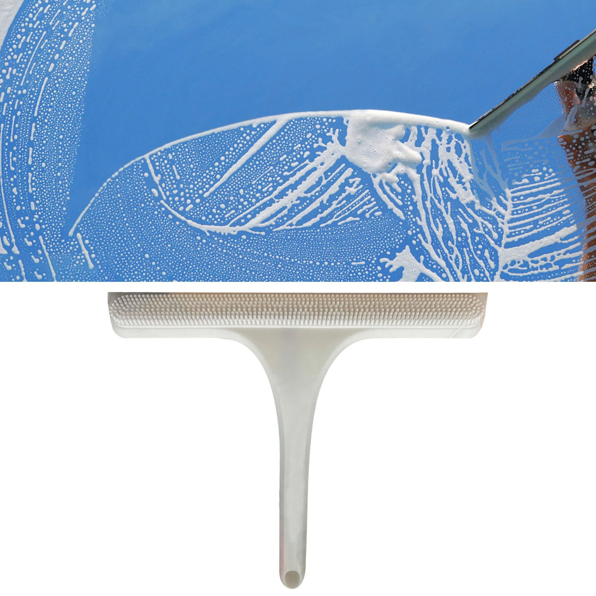 Glass Wiper with Non Slip Handle Silicone Window Cleaner Squeegee for Bathroom Windows Kitchen Mirror White