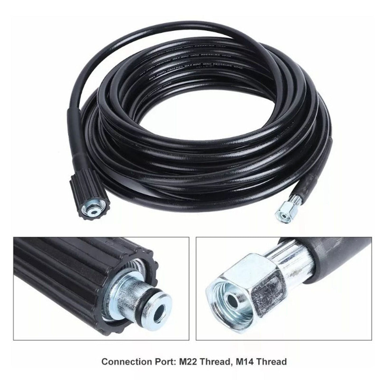 High Pressure Water Hose Rubber Flexible Explosion Proof Washer Pipe for Home Garden 10m
