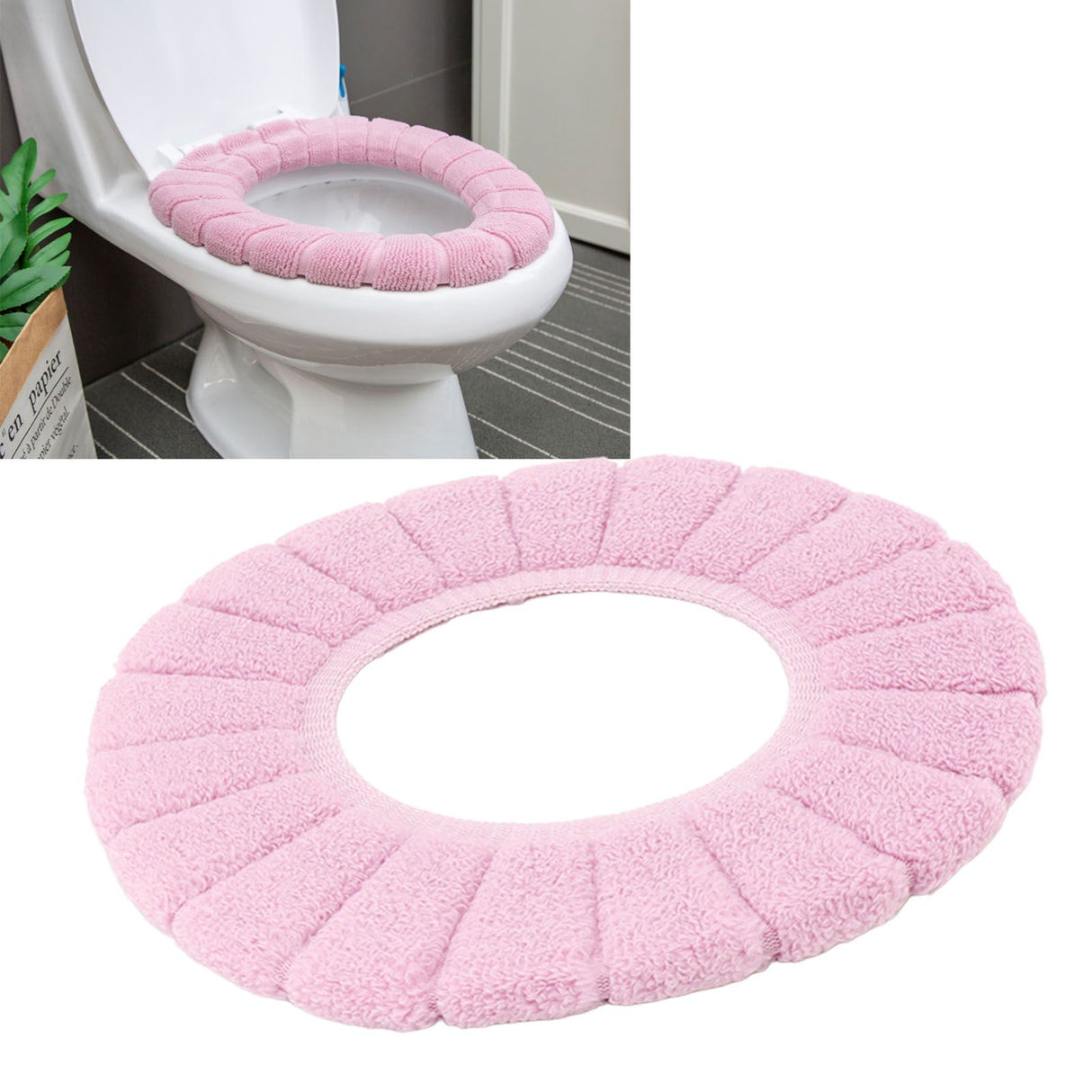 Toilet Seating Cover Warm Soft Comfortable Washable Reusable Non Slip Toilet Seating Pad Replacement Pink