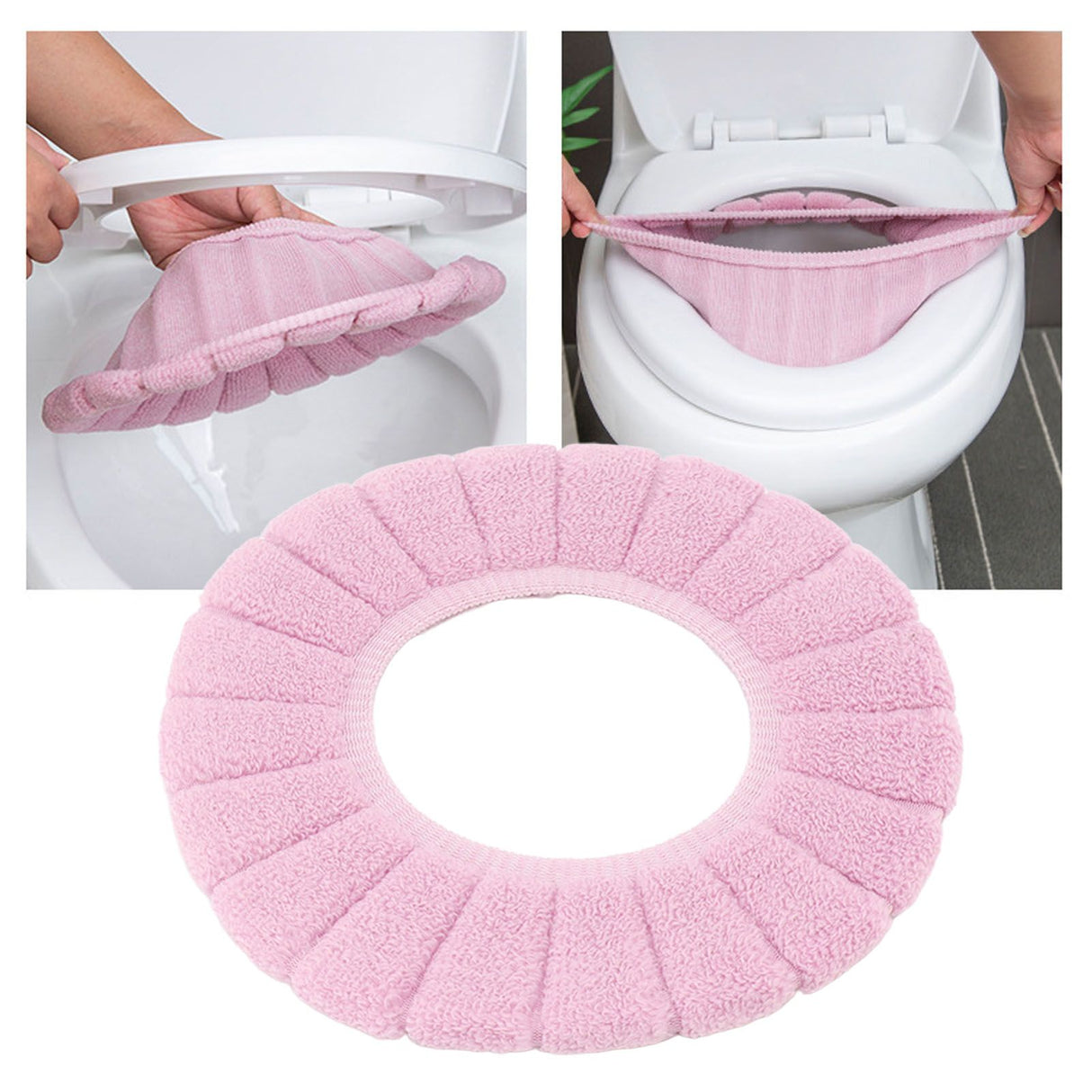 Toilet Seating Cover Warm Soft Comfortable Washable Reusable Non Slip Toilet Seating Pad Replacement Pink