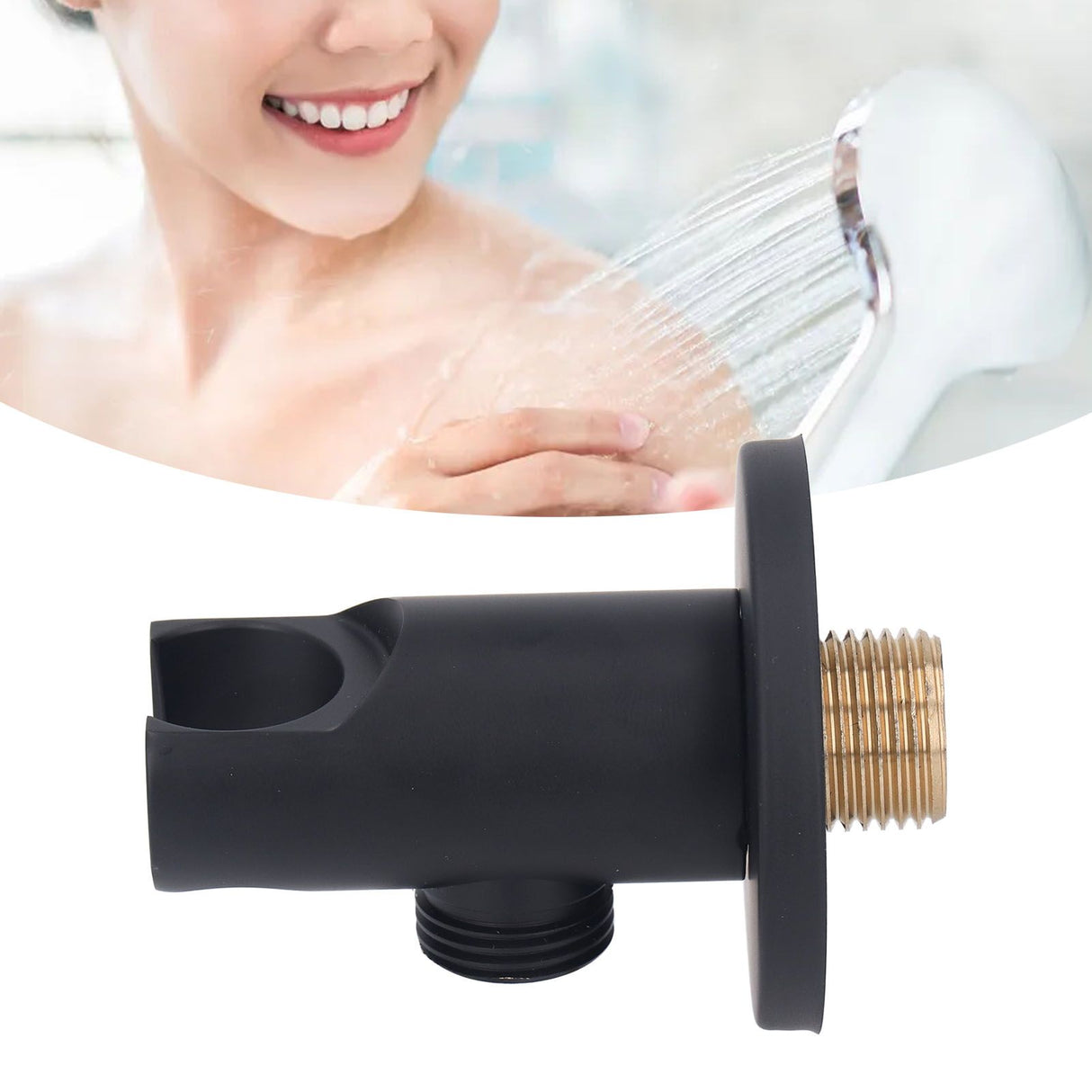 Shower Head Holder Adjustable Copper Handheld Shower Wand Holder for Bathroom Black Round