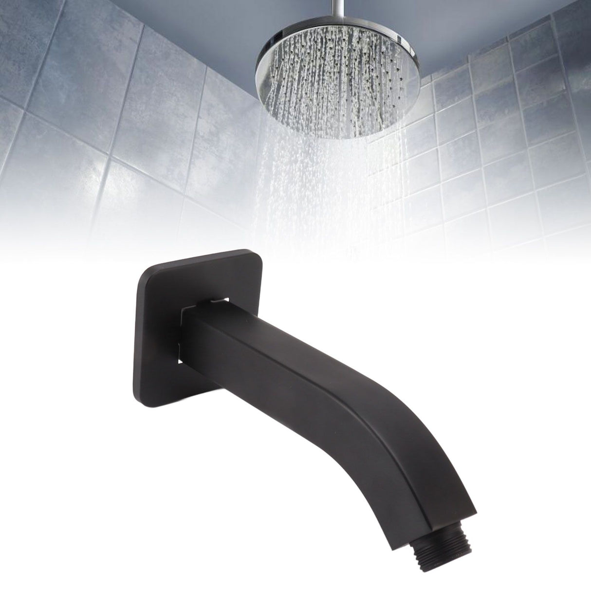 Shower Arm Extension Tube Brass Shower Head Extender Home Decoration NPT for Bathroom Black