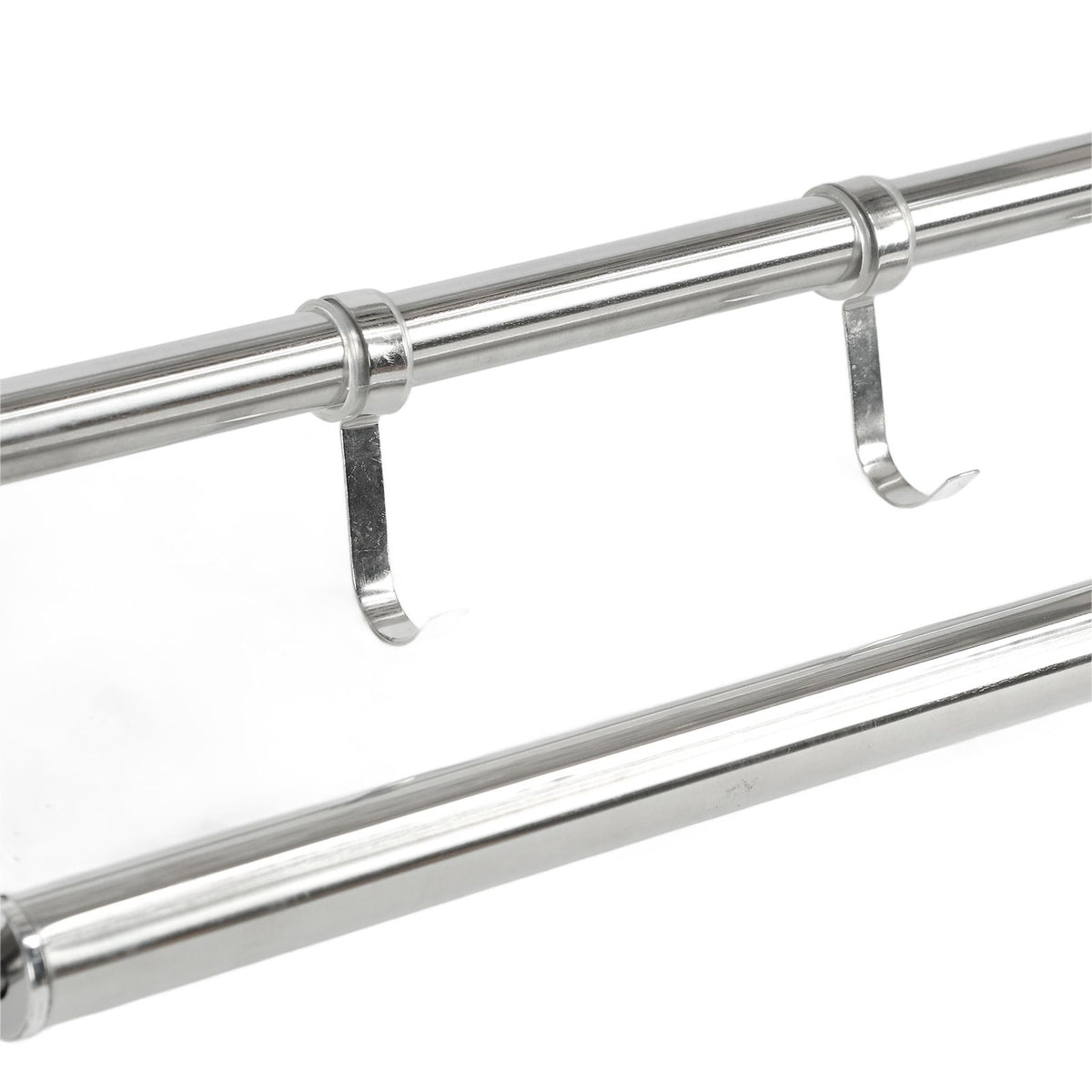 15.7in Bathroom Shelf Wall Mounted 201 Stainless Steel Waterproof Corrosion Prevention Towel Rack with Hooks for Shower