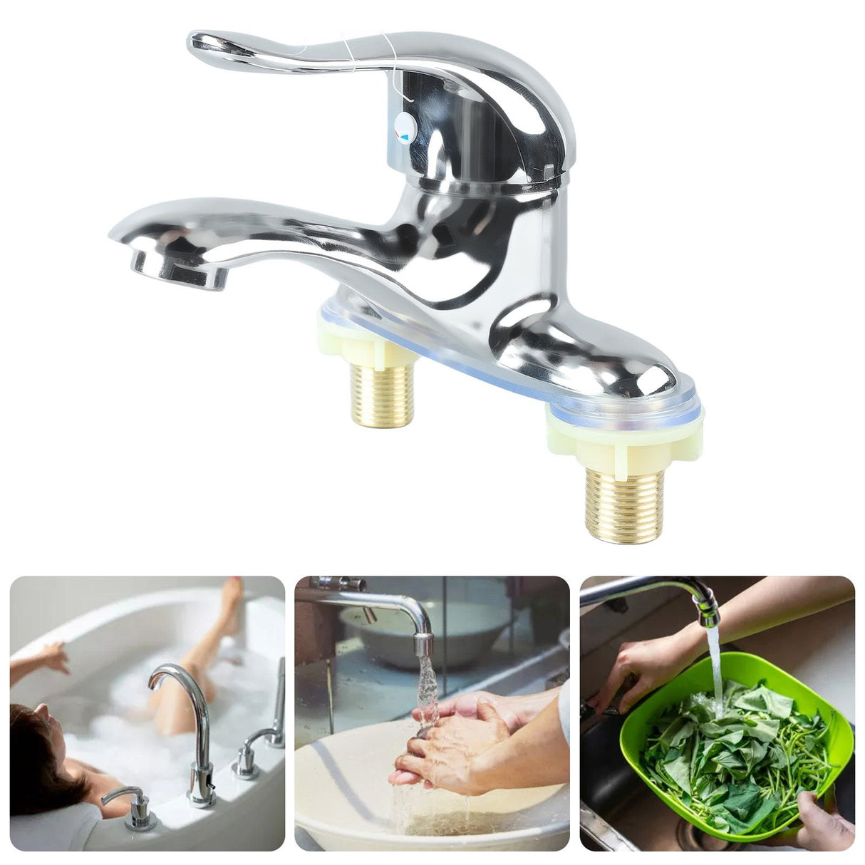 Bathroom Sink Faucet Zinc Alloy 2 Hole Single Handle Hot and Cold Water Mixer Tap for Home Hotel