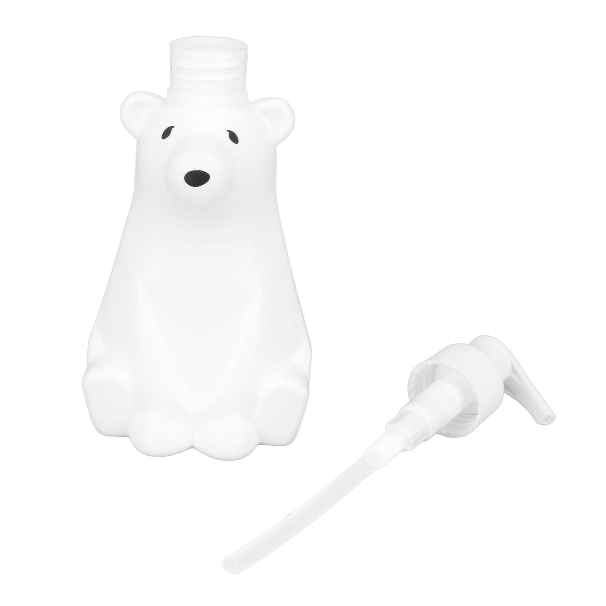 Shampoo Dispenser White Bear Style Pump Type Durable PP PE Widely Used Shower Bottles for Bathroom Washroom Toilet S(6.5x2.9in)