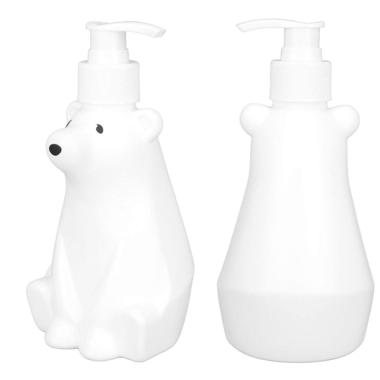 Shampoo Dispenser White Bear Style Pump Type Durable PP PE Widely Used Shower Bottles for Bathroom Washroom Toilet S(6.5x2.9in)