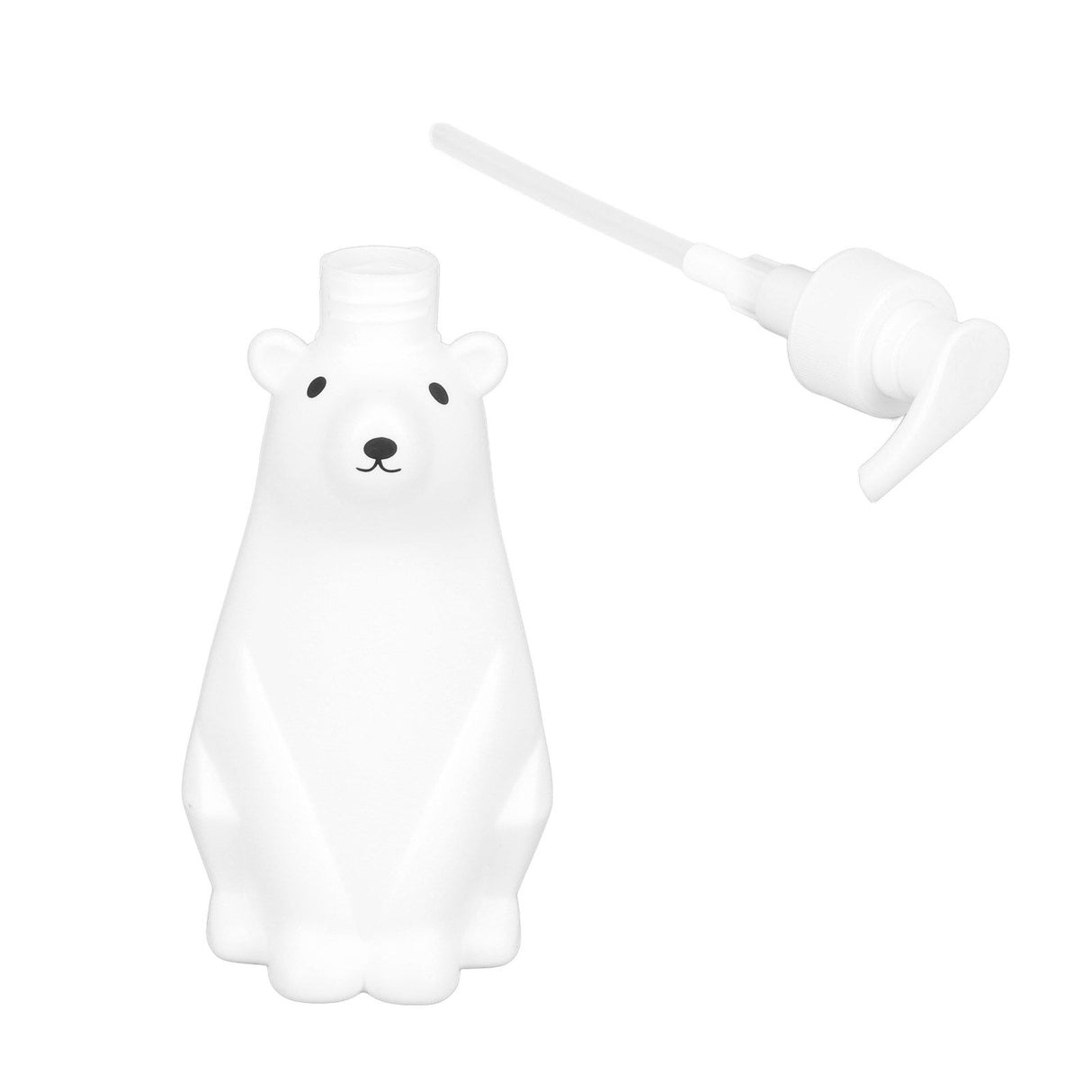 Shampoo Dispenser White Bear Style Pump Type Durable PP PE Widely Used Shower Bottles for Bathroom Washroom Toilet M(11.6x3.0in)
