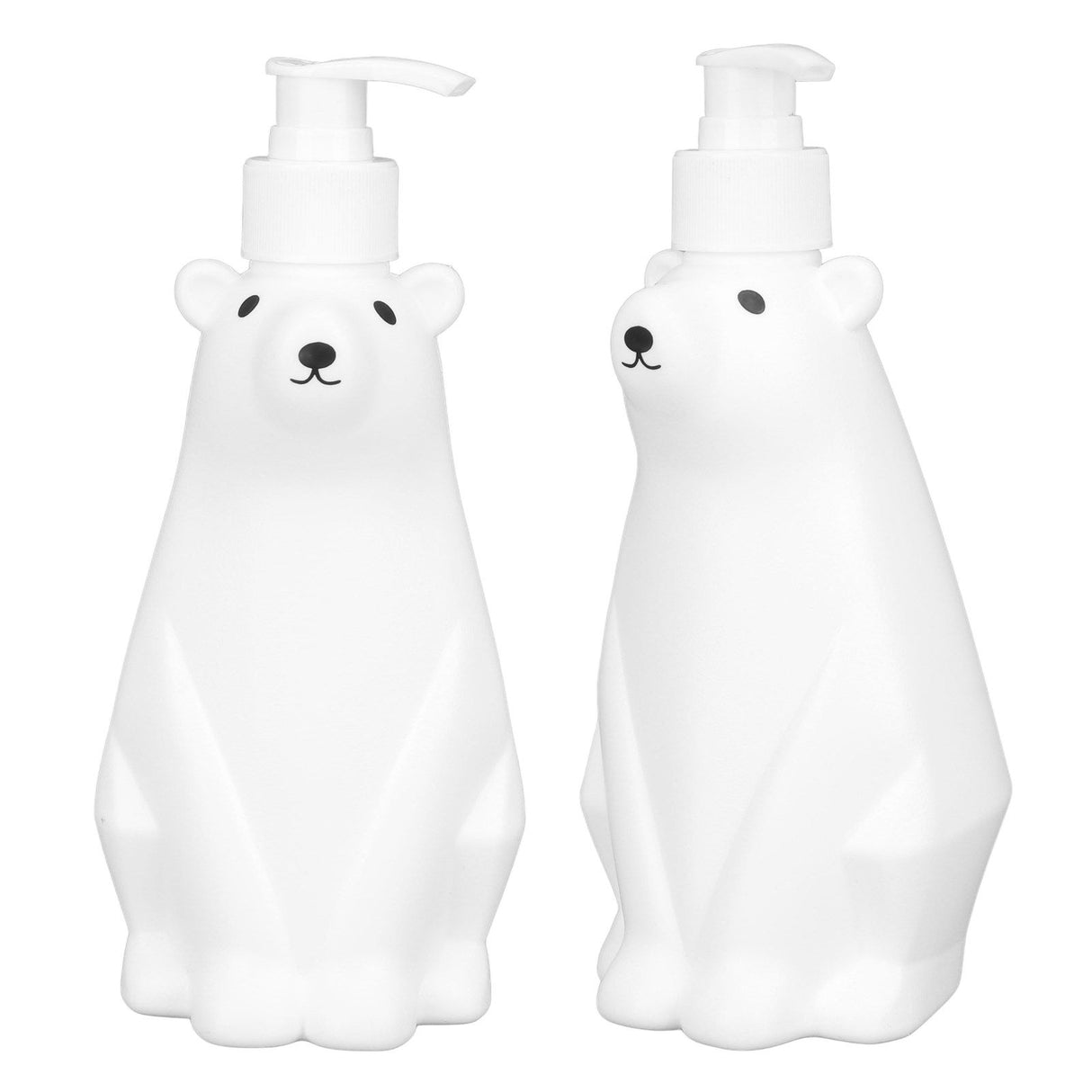 Shampoo Dispenser White Bear Style Pump Type Durable PP PE Widely Used Shower Bottles for Bathroom Washroom Toilet M(11.6x3.0in)