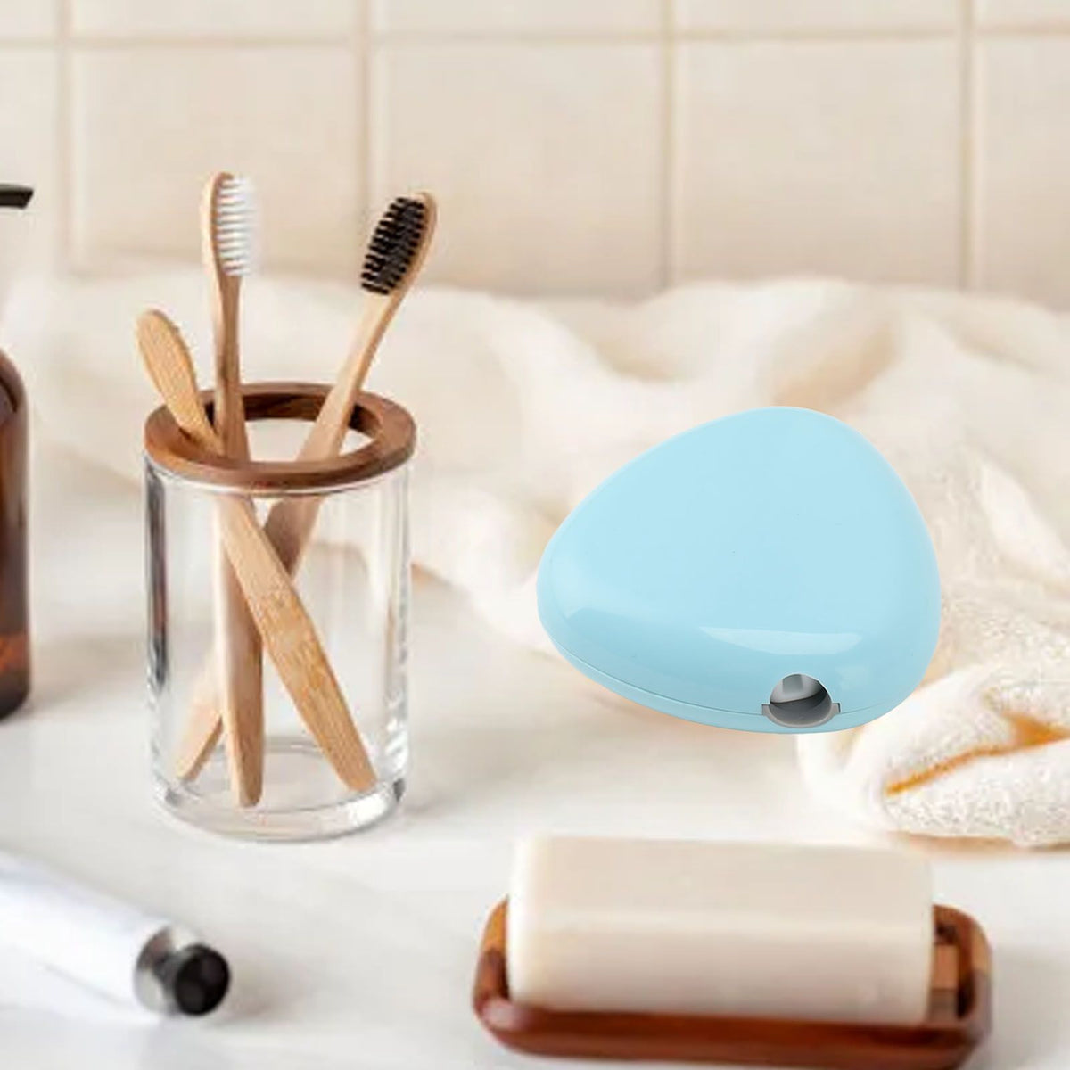 Toothbrush Sanitizer Portable Rechargeable Toothbrush Cleaner Holder Travel Home Toothbrush Case Blue