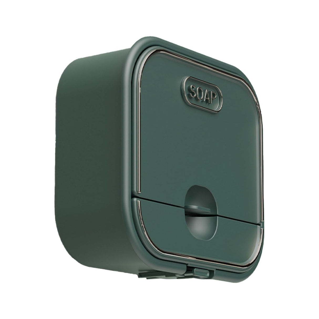 Home Soap Box Non Perforated Wall Mounted Draining Soap Box Flip Cover Bathroom Soap Box Dark Green