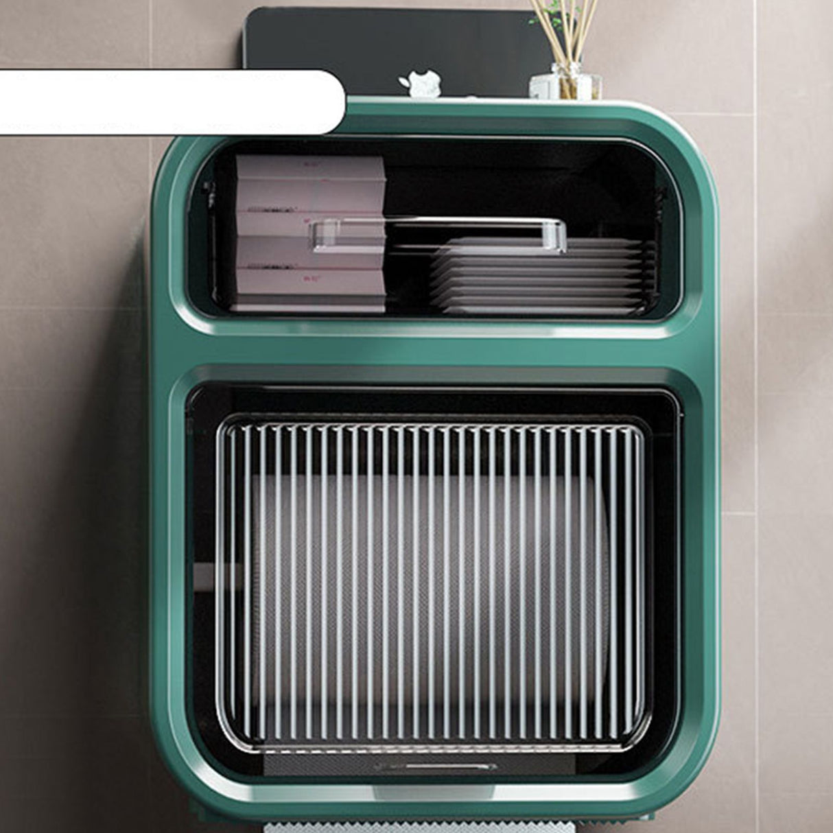 Wall Mounted Tissue Box Large Capacity Waterproof Stylish Decorative Practical Toilet Paper Storage Box for Home Bathroom Green