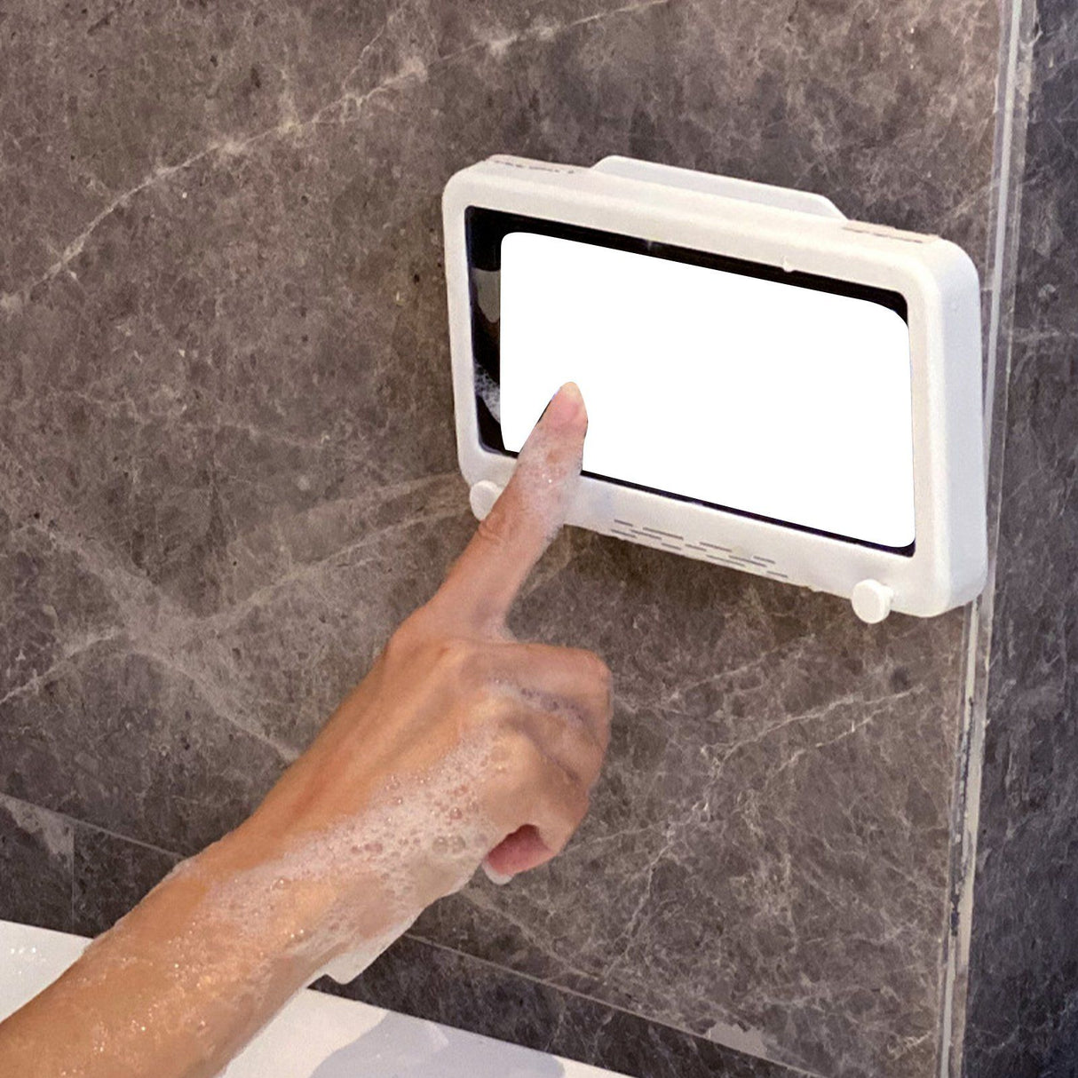 Wall Mount Phone Holder Waterproof Touch Screen Phone Case Stand for Bathroom Kitchen Mirror Bathtub