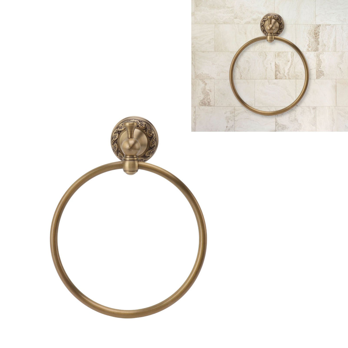 Bath Towel Ring Copper Round Wall Mounted Hand Shower Towel Holder Rack for Bathroom 980830