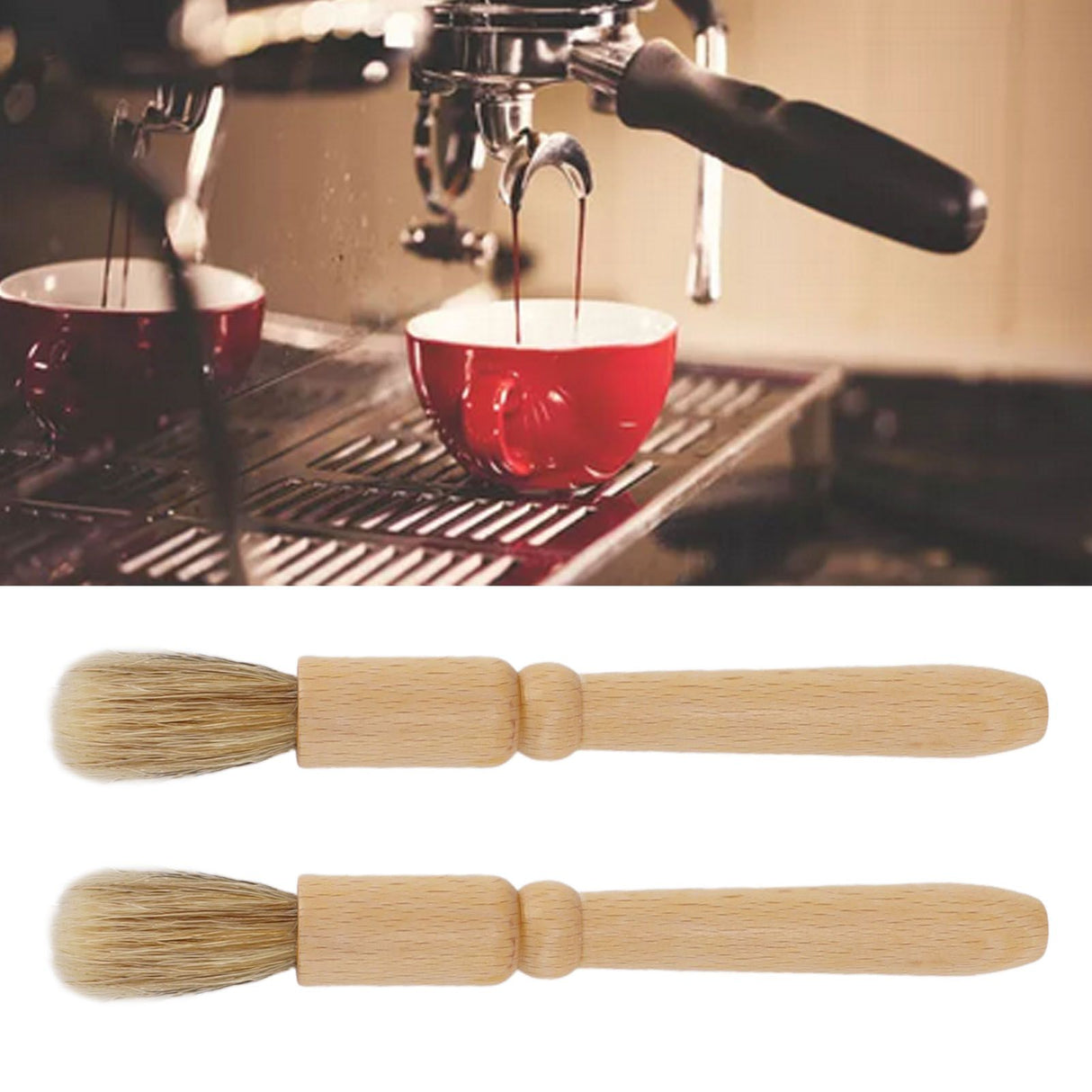 2 Pcs Coffee Grinder Cleaning Brush Wooden Tabletop Brush Cleaner for Bean Grain Coffee Tool