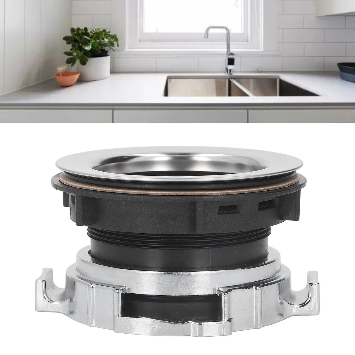 114mm Garbage Disposal Sink Flange Kit with Splash Guard Stainless Steel Food Waste Disposer Mount Replacement Accessory