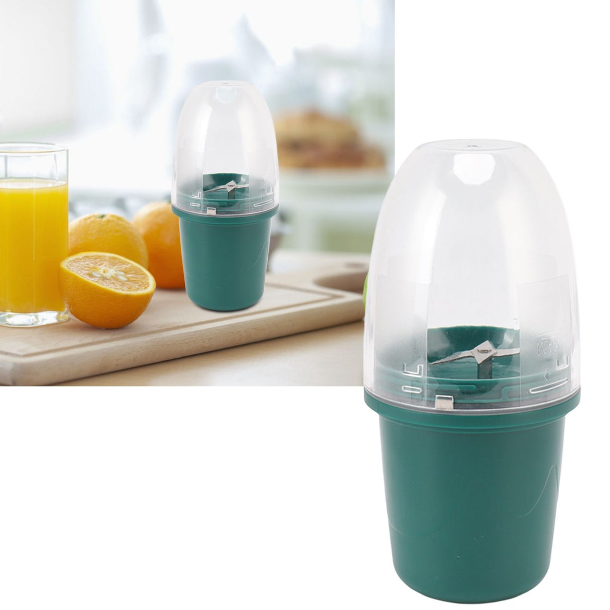 Portable Juicer Cup Multifunctional Rechargeable Small 4 Blades Blender Fruit Mixing Machine for Home 260ml Green