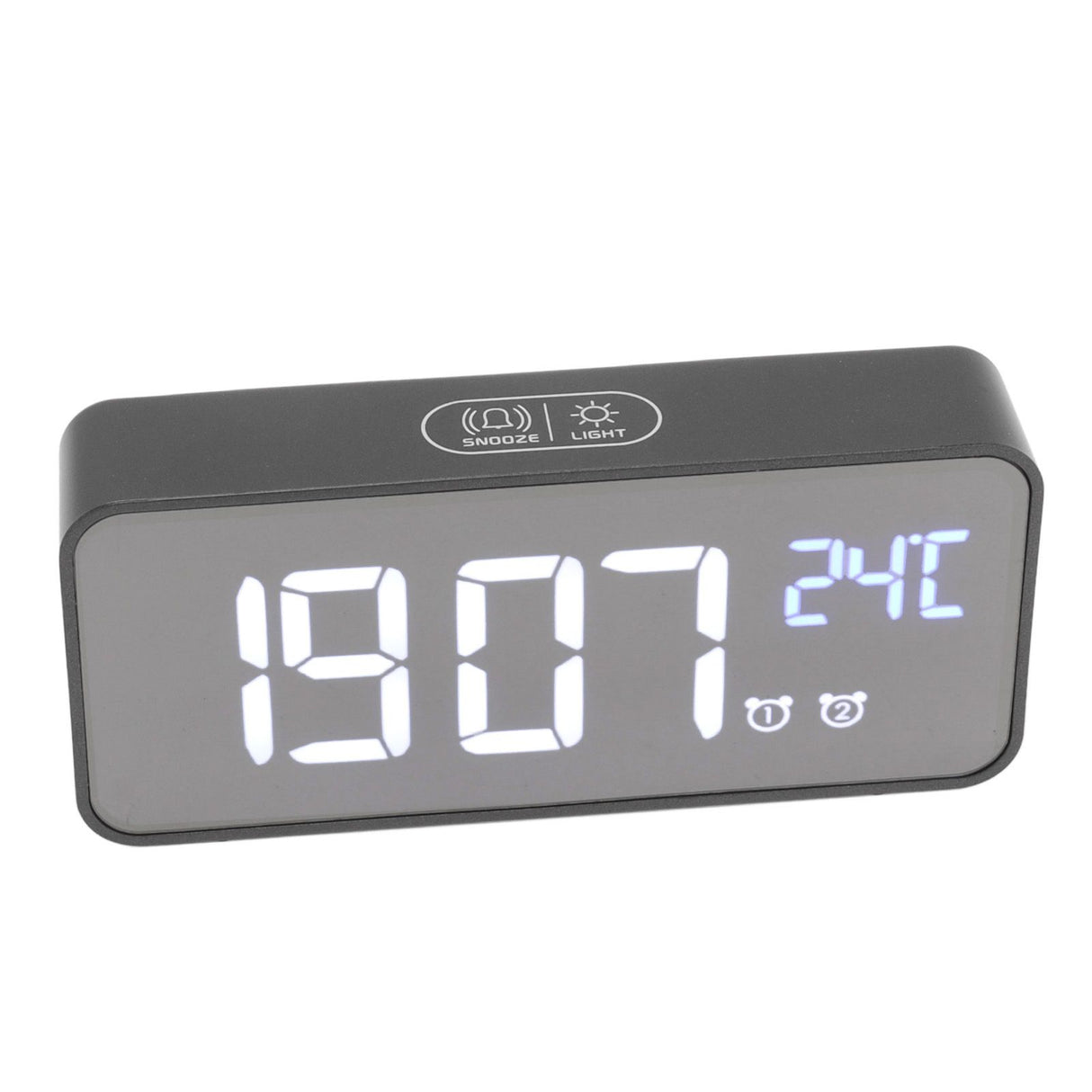 LED Mirror Digital Alarm Clock Large Screen Intelligent Brightness Adjust Snooze Function Power Off Memory 13 Songs for Home