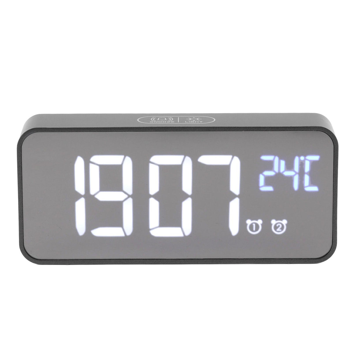 LED Mirror Digital Alarm Clock Large Screen Intelligent Brightness Adjust Snooze Function Power Off Memory 13 Songs for Home