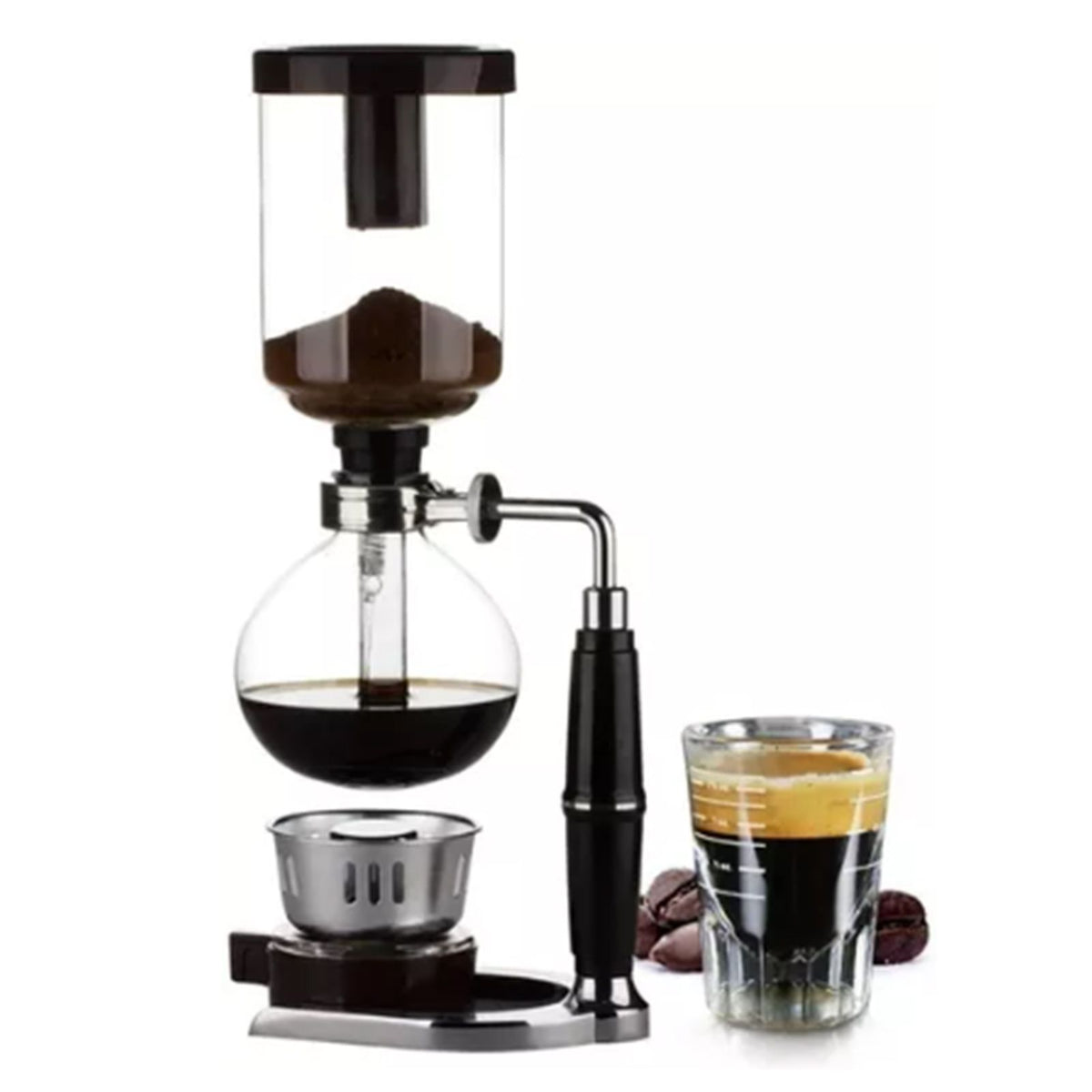 Hand Brewed Coffee Maker Siphon Type Stainless Steel Base Classic Coffee Machine for Home Office
