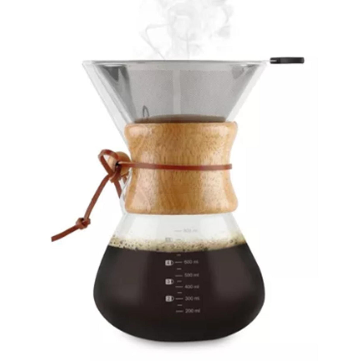 800ml Pour Over Coffee Maker High Borosilicate Glass Manual Coffee Dripper with Stainless Steel Filter