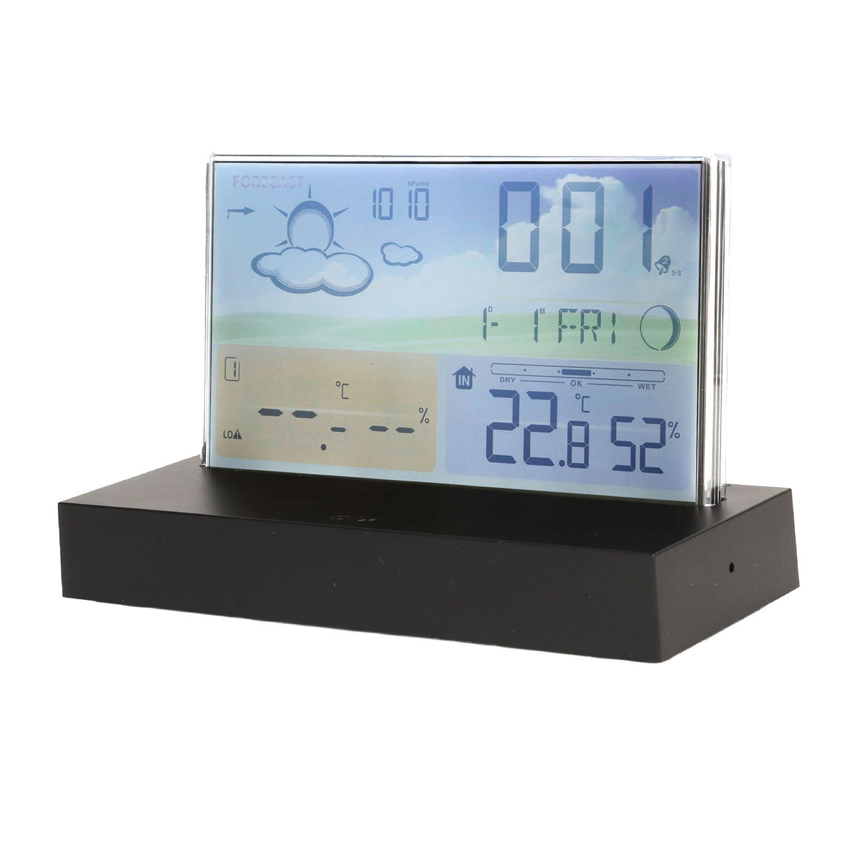 Weather Clock Transparent ABS Wireless Multifunctional Temperature Alarm Clock with Color Screen