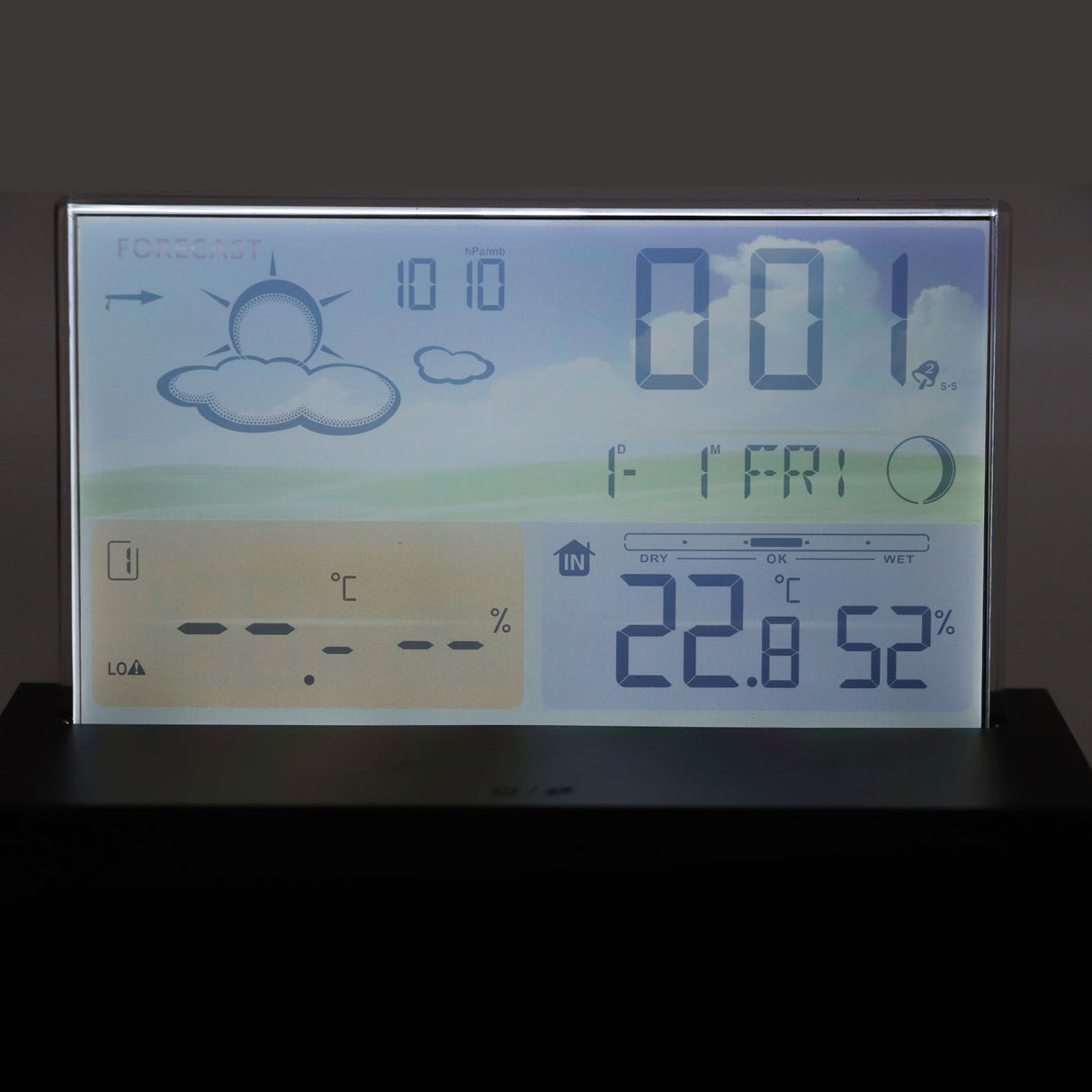 Weather Clock Transparent ABS Wireless Multifunctional Temperature Alarm Clock with Color Screen