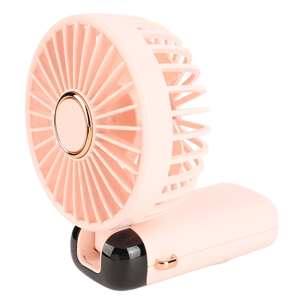 Mini Handheld Fan ABS Portable Digital Display USB Charging Foldable Neck Hanging Fan with Lanyard for Office Outdoor Pink