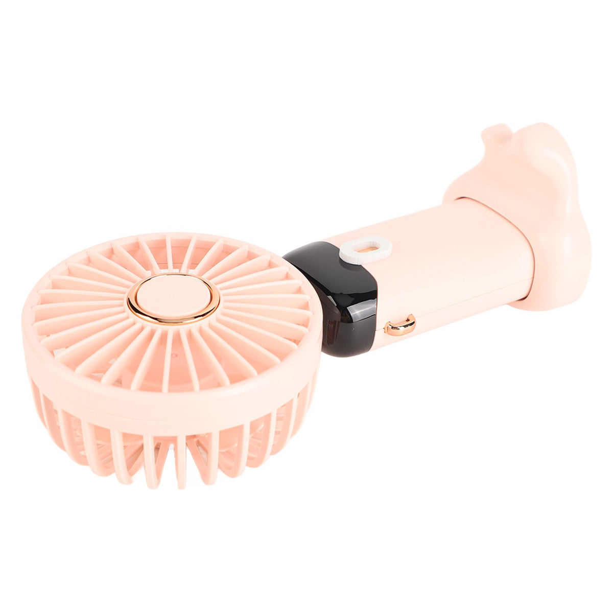 Mini Handheld Fan ABS Portable Digital Display USB Charging Foldable Neck Hanging Fan with Lanyard for Office Outdoor Pink