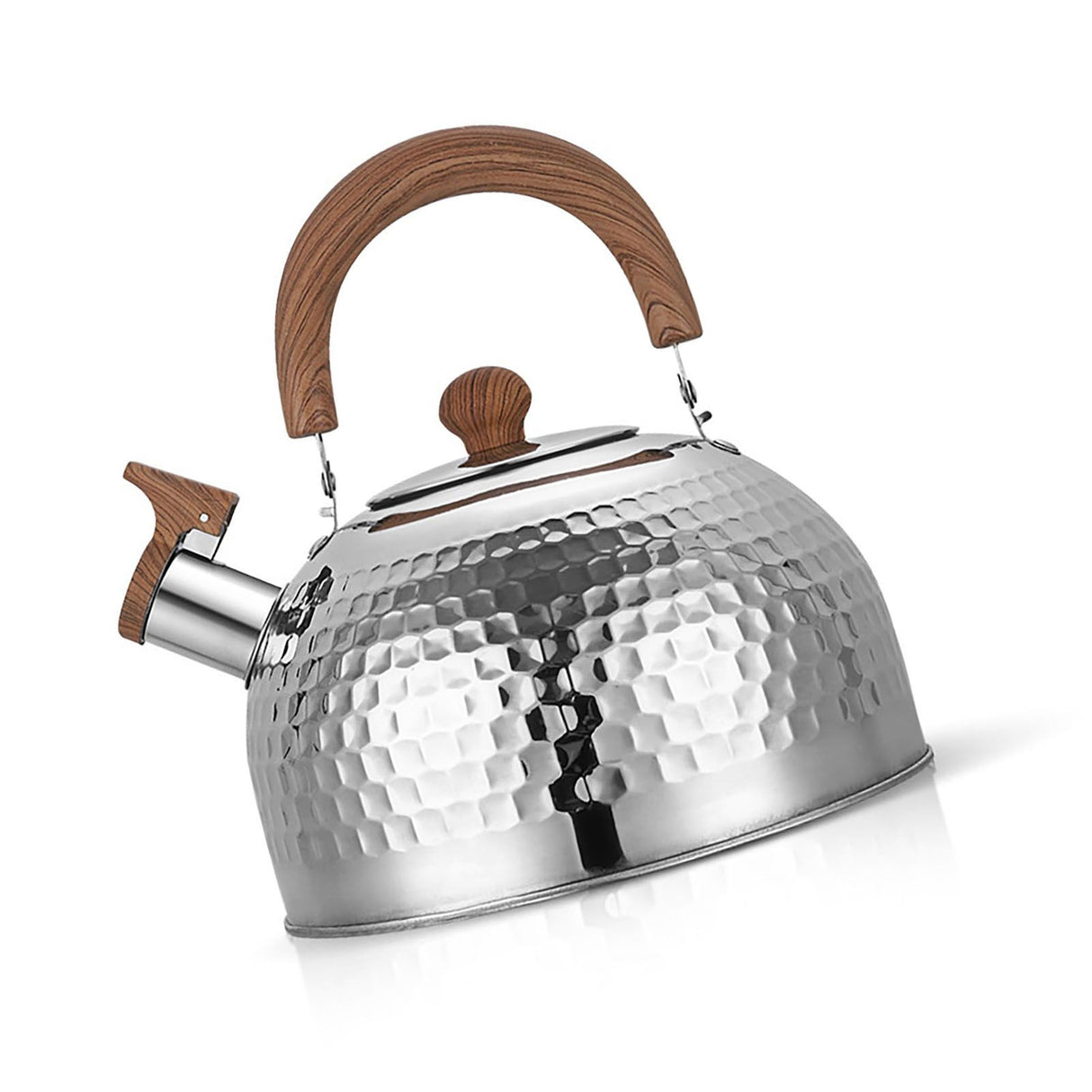 Water Kettle Stainless Steel Whistle Water Kettle Large Capacity Flat Bottomed for Gas Induction Cooker Boil Water 2L Hammer