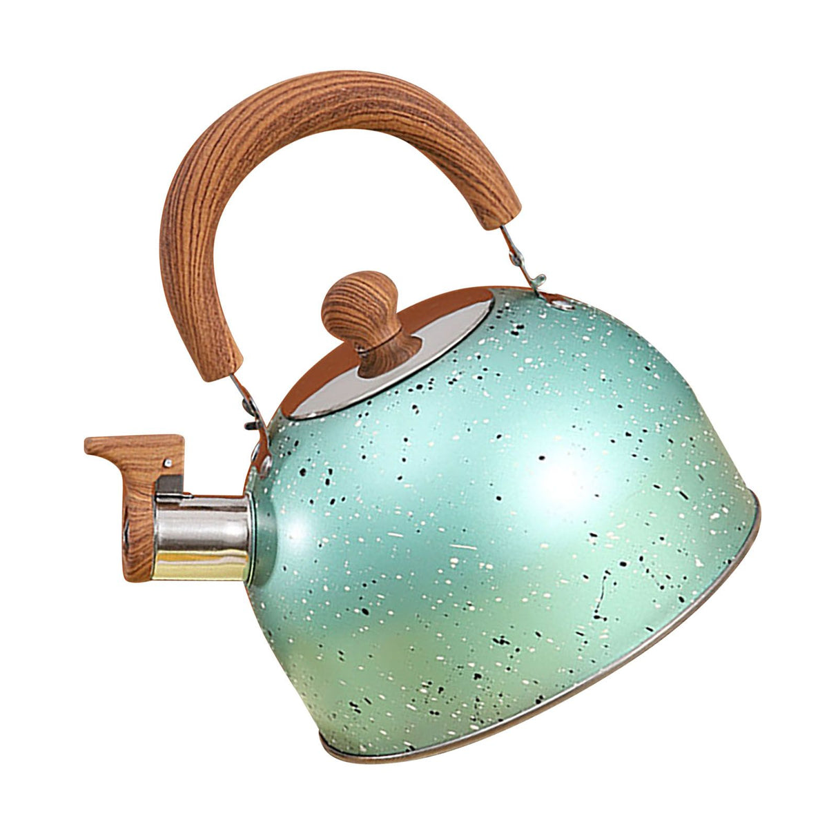 Water Kettle Stainless Steel Whistle Water Kettle Large Capacity Flat Bottomed for Gas Induction Cooker Boil Water 2L Green