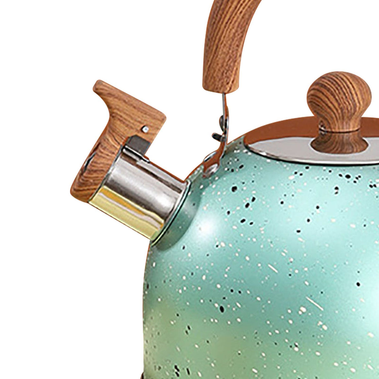 Water Kettle Stainless Steel Whistle Water Kettle Large Capacity Flat Bottomed for Gas Induction Cooker Boil Water 2L Green
