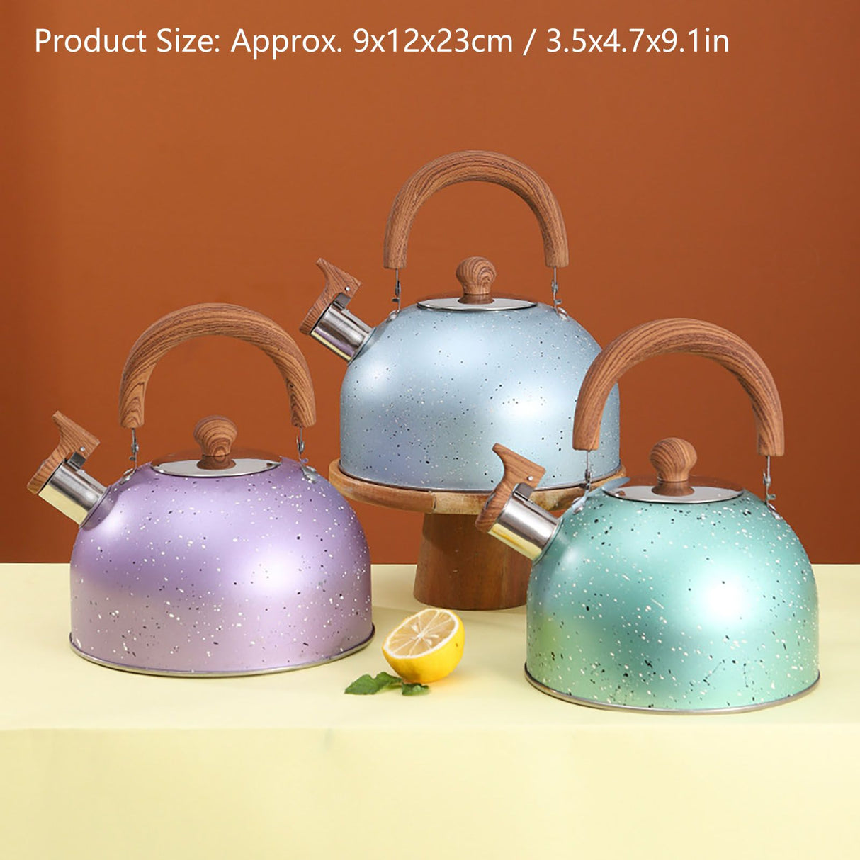 Water Kettle Stainless Steel Whistle Water Kettle Large Capacity Flat Bottomed for Gas Induction Cooker Boil Water 2L Purple