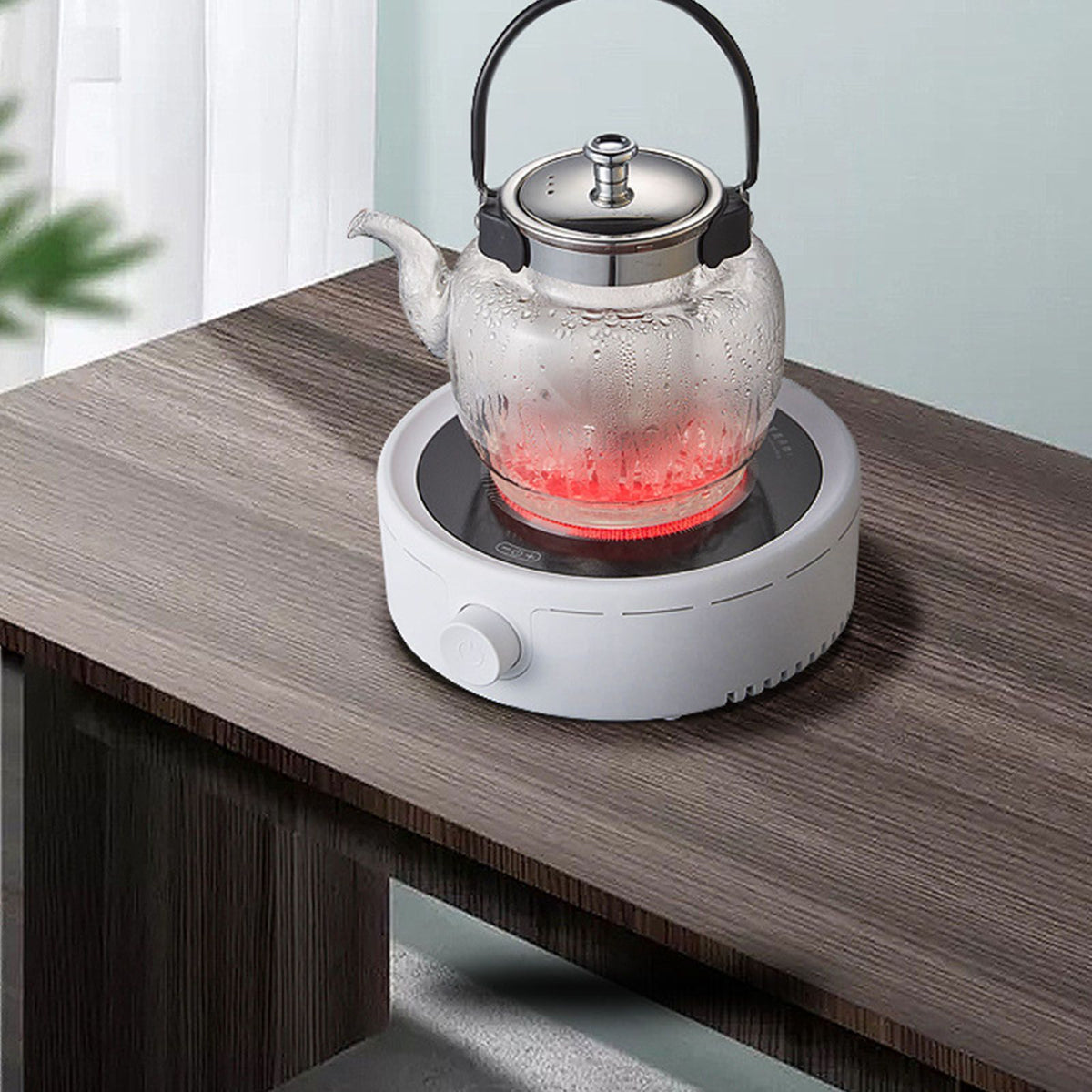 Silent Electric Tea Stove Small Ceramic Hot Plate for Boiling Water Making Coffee Knob Adjustment CN Plug