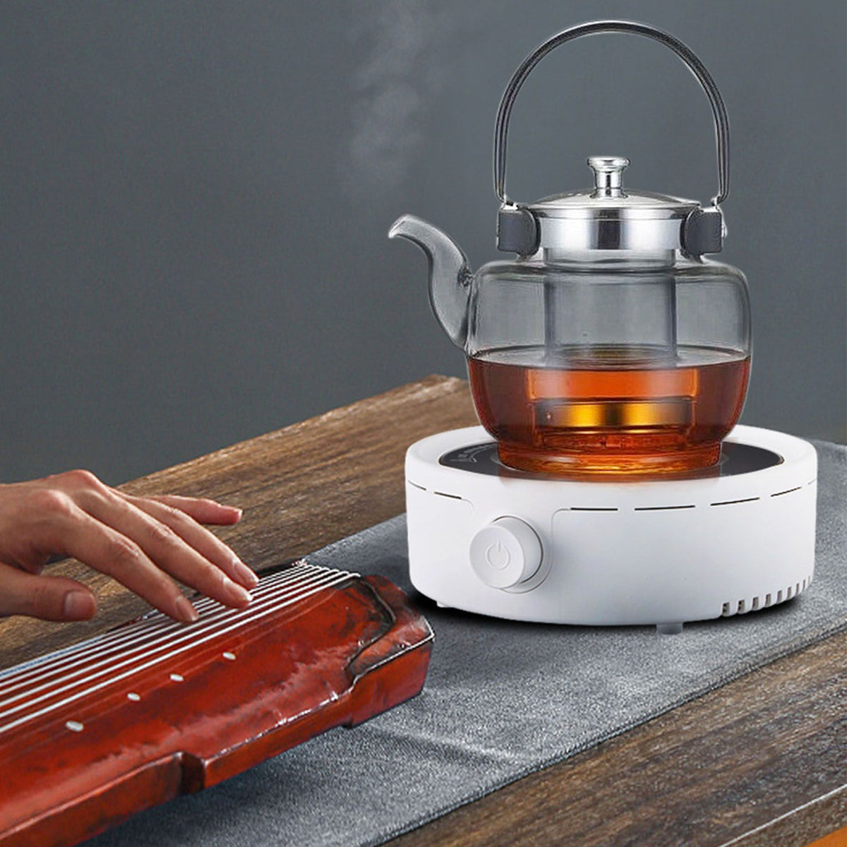 Silent Electric Tea Stove Small Ceramic Hot Plate for Boiling Water Making Coffee Knob Adjustment CN Plug