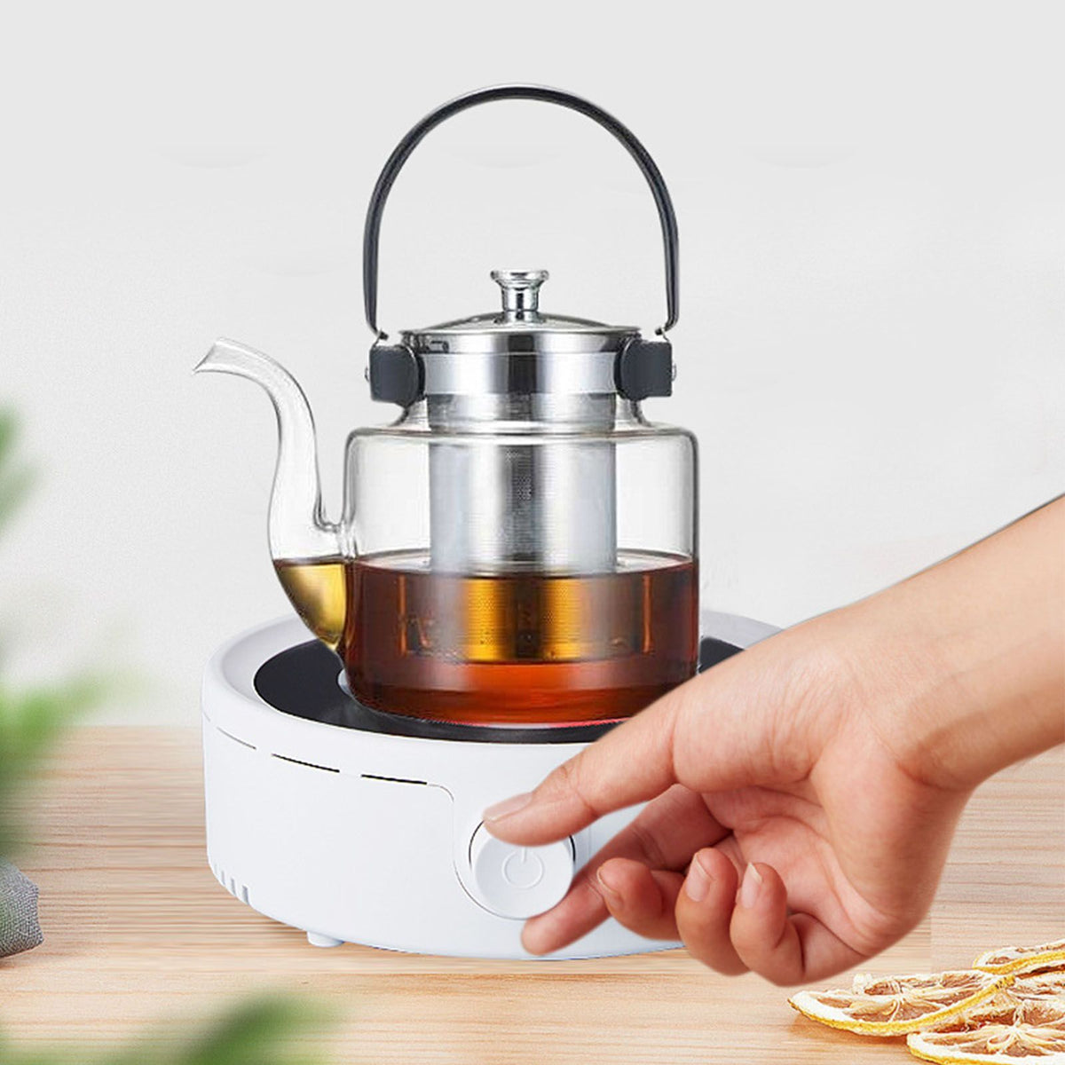 Silent Electric Tea Stove Small Ceramic Hot Plate for Boiling Water Making Coffee Knob Adjustment CN Plug