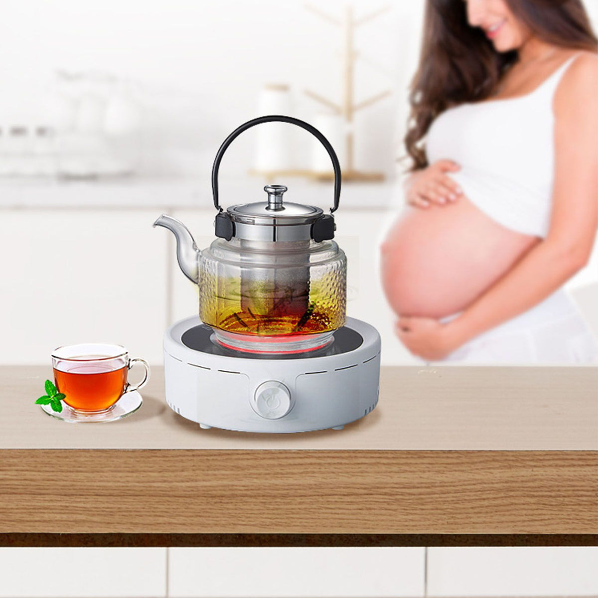 Silent Electric Tea Stove Small Ceramic Hot Plate for Boiling Water Making Coffee Knob Adjustment CN Plug
