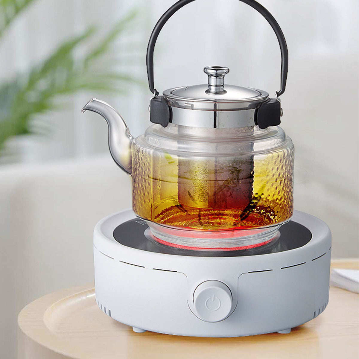 Silent Electric Tea Stove Small Ceramic Hot Plate for Boiling Water Making Coffee Knob Adjustment CN Plug