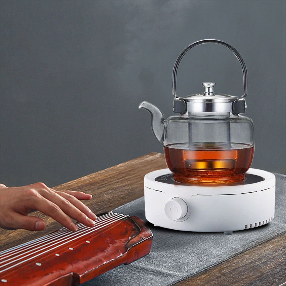 Silent Electric Tea Stove Small Ceramic Hot Plate for Boiling Water Making Coffee Knob Adjustment CN Plug