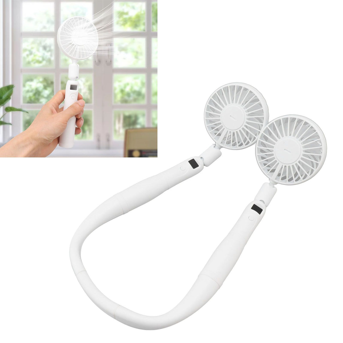 Neck Fan 3 Gear Angle Adjustment LCD Display USB Rechargeable Mini Portable Handheld Neck Hanging Fan