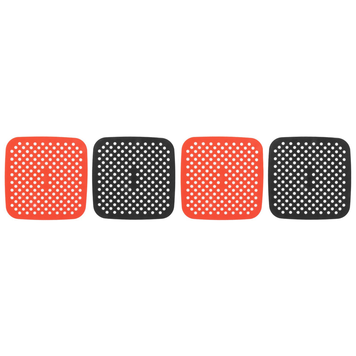 Reusable Air Fryer Mats Stick Proof Dishwasher Safe Oil Resistant Silicone Air Fryer Liner for Oven Red Black 4pcs 18.5cm/7.3in
