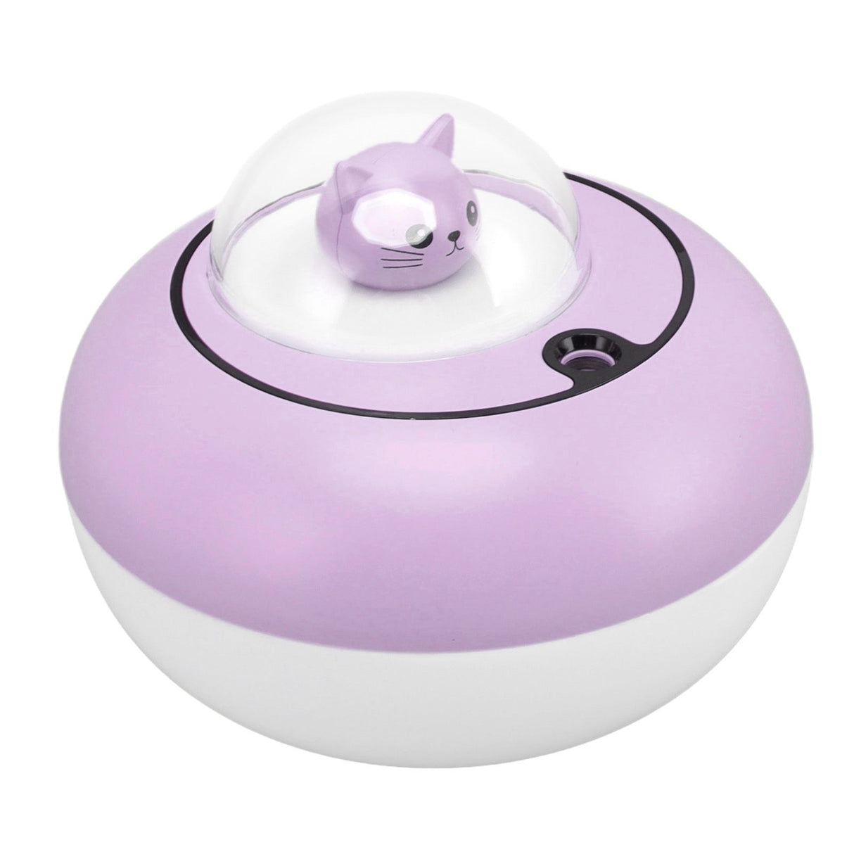 Mini Humidifier Cute Cat Sculpture Portable Quiet Desktop Air Humidifier for Home Office USB Plug in Purple