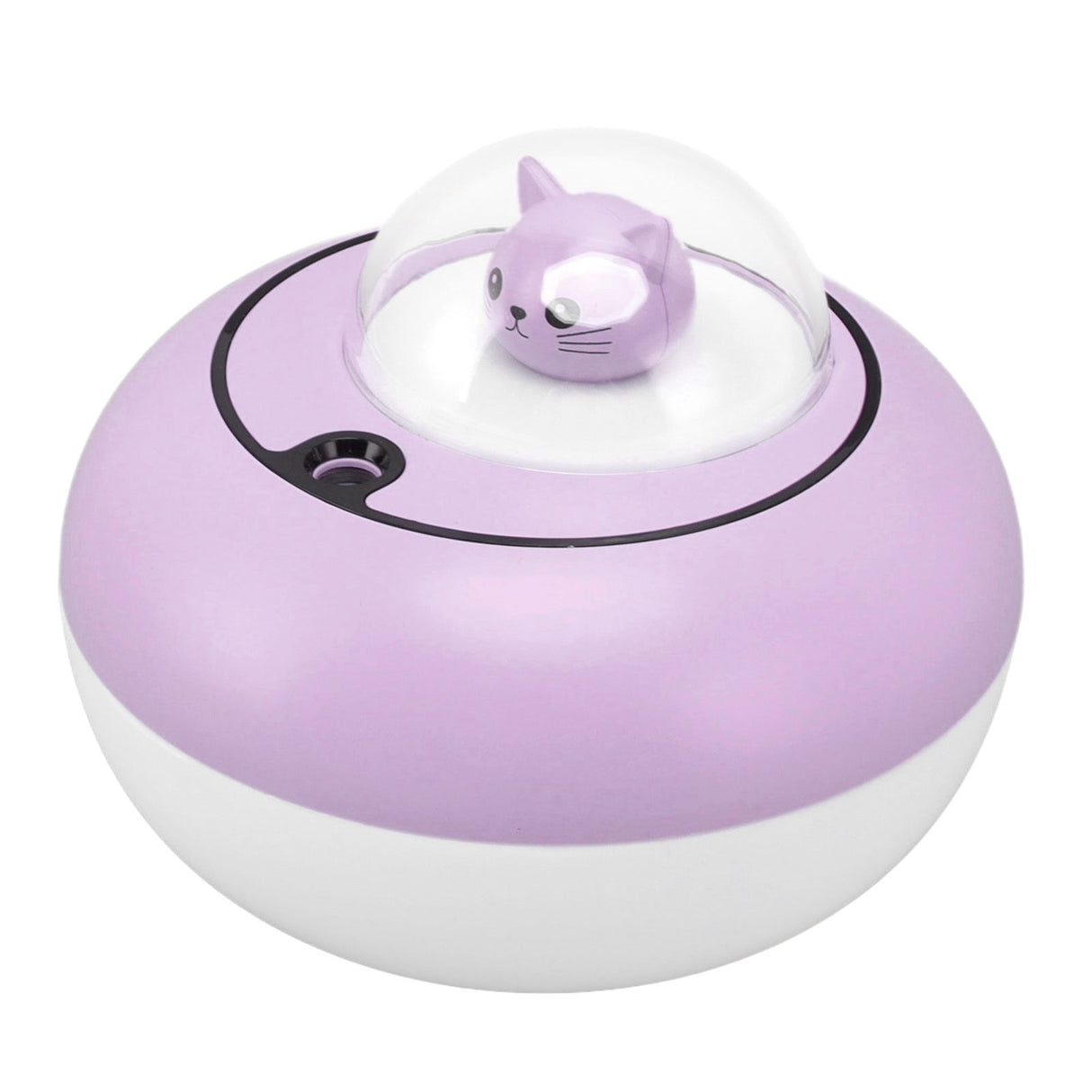 Mini Humidifier Cute Cat Sculpture Portable Quiet Desktop Air Humidifier for Home Office USB Plug in Purple