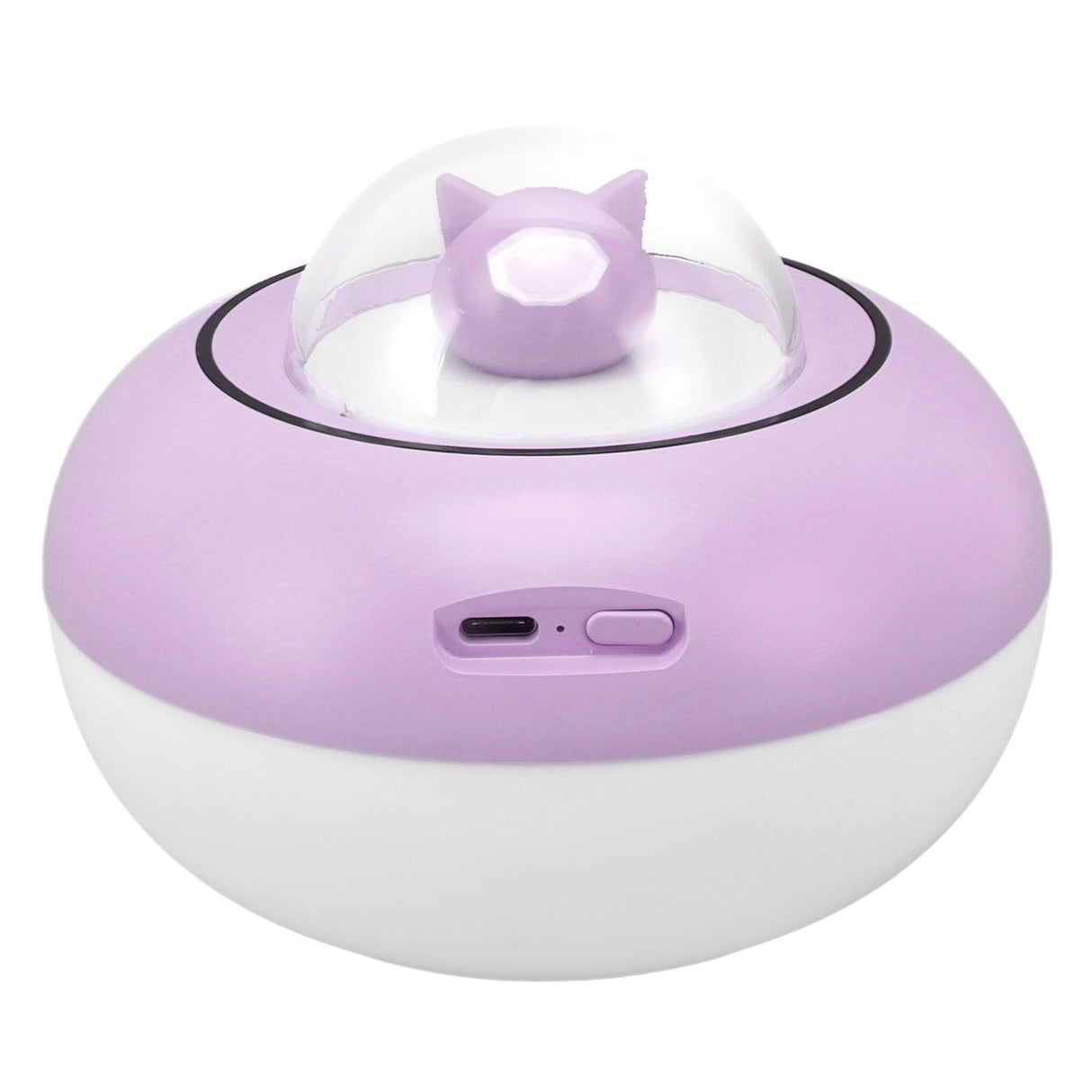 Mini Humidifier Cute Cat Sculpture Portable Quiet Desktop Air Humidifier for Home Office USB Plug in Purple