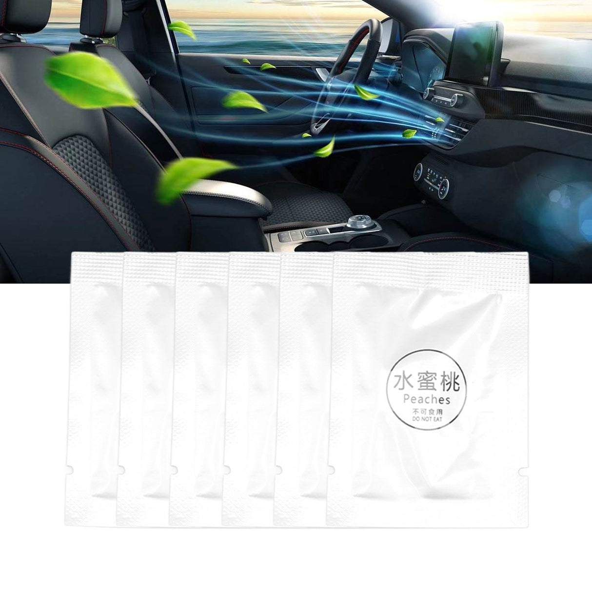 6 Pack Car Fragrance Replacement Tablets Portable Air Vent Clip Replacement Pads for Car Accessories Peach Flavor
