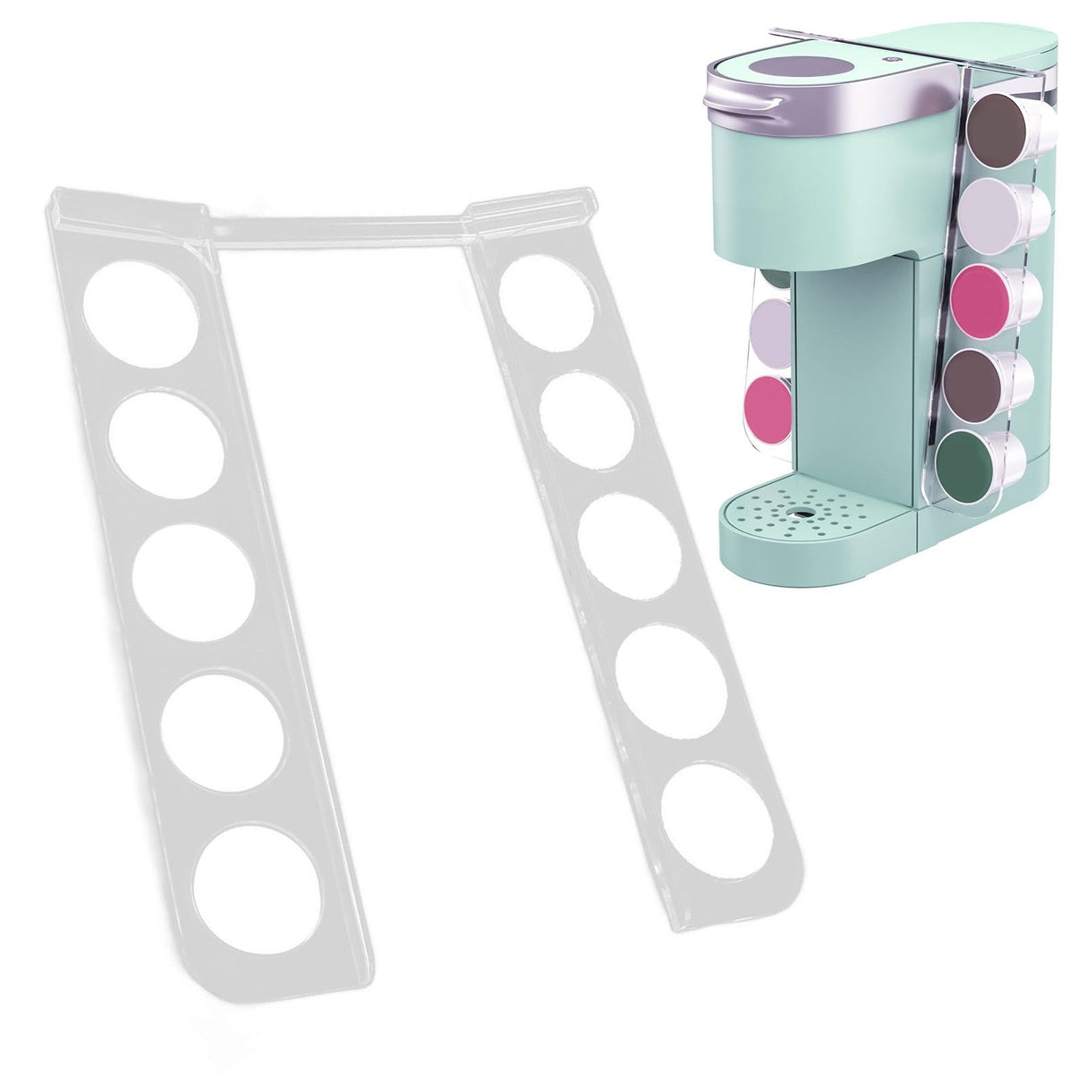 Coffee Pods Holder for 10 Capsules Acrylic Side Mount Capsule Storage Organizer Rack for Home Cafe Office