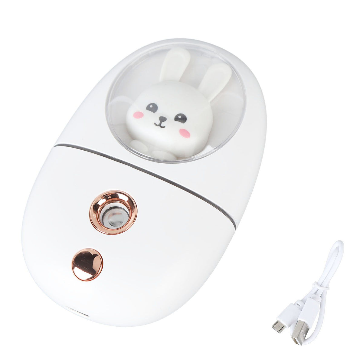 Cute Animal Facial Mist Sprayer USB Rechargeable Mini Eye Face Humidifier for Travelling 35ml 500mah White